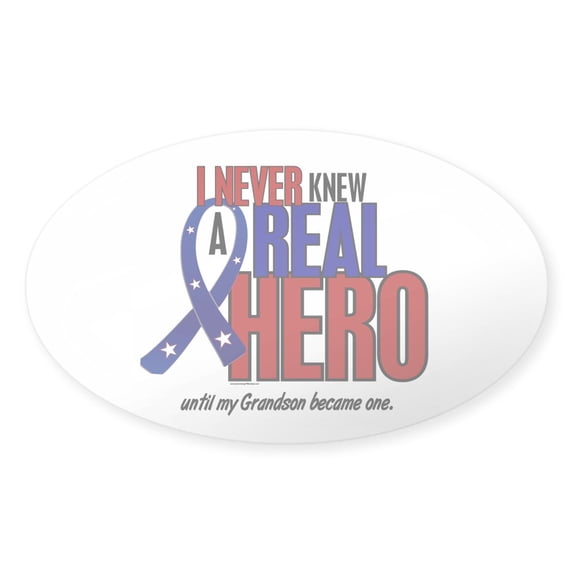 CafePress - Never Knew A Hero 2 Military (Grandson) Sticker (O - Sticker (Oval)