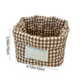 thumbnail image 2 of Soft Checkered Fabric Storage Basket - Padded Desktop Organizer for Cosmetics/Jewelry/Ends, Decorative Miscellaneous Bin with Reinforced Handles - Ideal for Bedroom/Bathroom/Vanity, 5*4in, Brown, 2 of 8