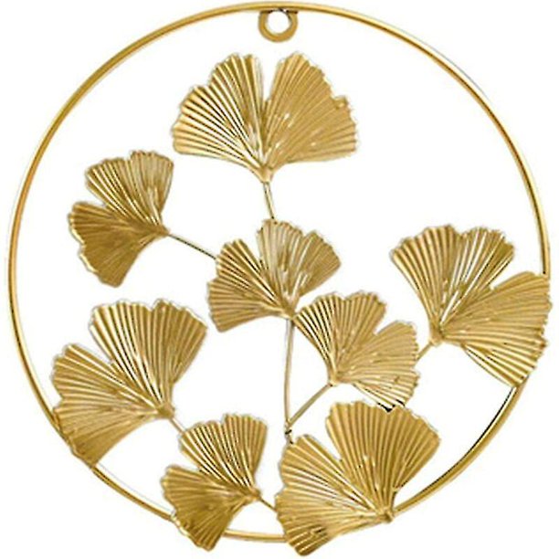 Ginkgo Leaf Wall Sculpture, 3d Gold Ginkgo Art Metal Ornament Creative Modern Decor Living Room Bedroom