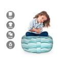 thumbnail image 2 of Abstract Storage Toy Bag Chair, Horizontal Waves Curved Stripes in Aquatic Tones Feeling, Stuffed Animal Organizer Washable Bag, Small Size, Seafoam Teal, by Ambesonne, 2 of 3