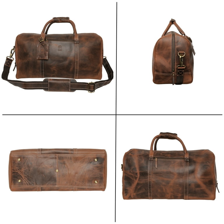 Leather Duffel Bags for Men - Holdall Airplane Underseat Carry on Luggage by Rustic Town