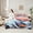 Orange Blue, variant on Homewish Japanese Ukiyo-E 7-Piece Twin Bedding Sets,Ocean Sea Wave Bedding Comforter Set,Orange Sunset Sheet Sets For Girl Kids,Luxury Bedroom Decor Reversible