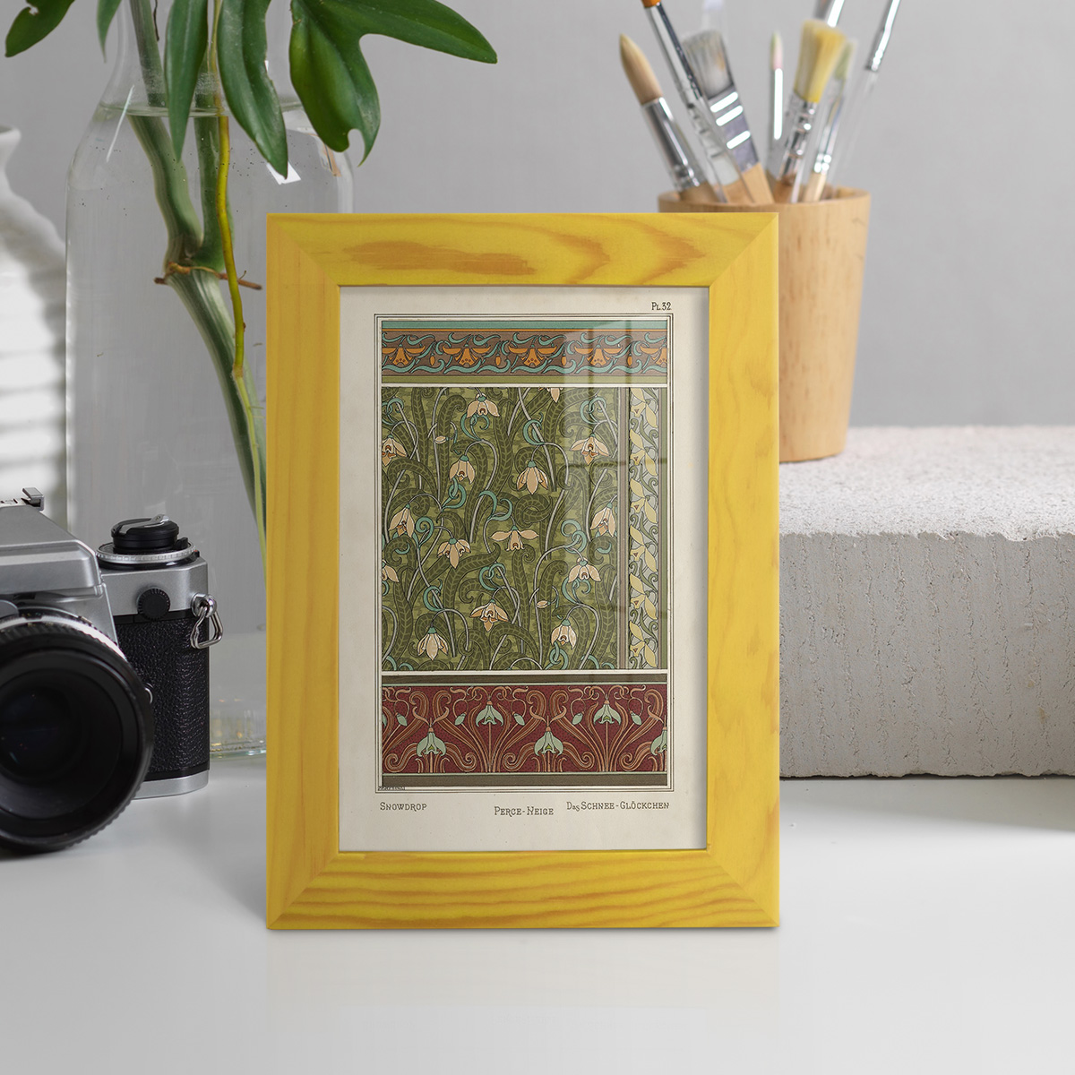 Nouveau Decorative VI - Framed Print w/glass - Sunflower Yellow