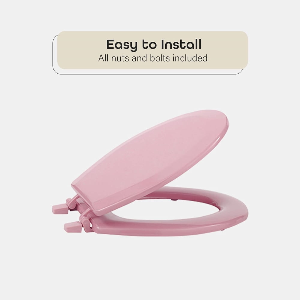 Standard Wood Toilet Seat, Tea Rose - 17 Inch - Fits All Standard Size Fixtures - Easy To Install Fantasia By   Decor
