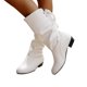 thumbnail image 5 of Botas de mujer botas de caballero, tacón bajo, punta redonda, cordones en la parte trasera, cálidas, de manga media, para la nieve, para correr, botas de vaquero., 5 of 5