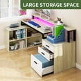 thumbnail image 6 of Uforic L-Shaped Desk with USB Ports & LED Light, Modern Computer Desk with Monitor Stand & 3 Drawers, Office Desk Executive desk with Open Storage Shelves, Corner Desk for Home Office, White, 6 of 11