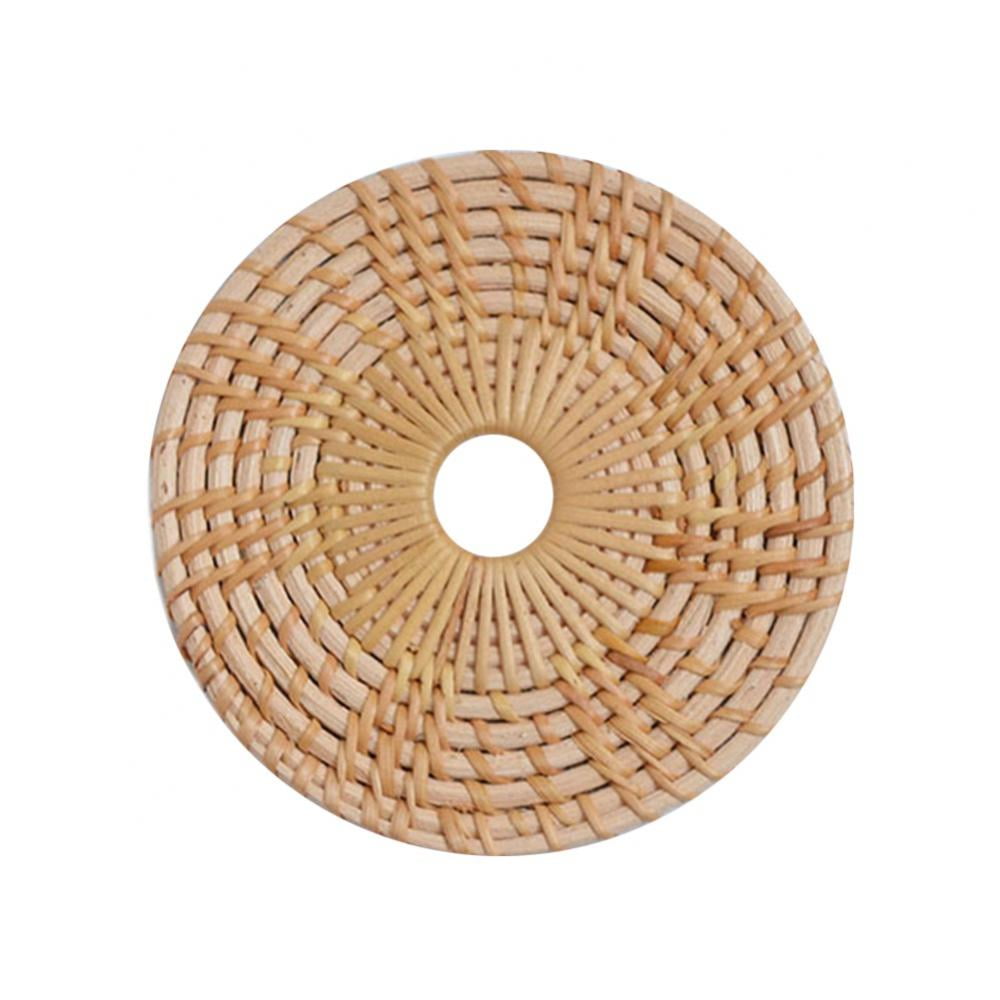6 Coasters with Holder, 4 Diameter Handwoven All Natural Rattan Coasters Made by Vietnamese Artisans 