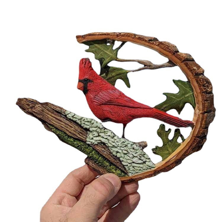 Cardinal figurine, resin bird sculpture decoration, red cardinal