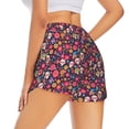 thumbnail image 4 of Picia Apricot color Skull flower Pattern Women's 2 in 1 Athletic Running Shorts High Waisted Workout Casual Gym Sweat Shorts with Comfy Liner Zipper Pockets-X-Large, 4 of 9