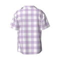 thumbnail image 5 of Salouo Purple Checkboard Pattern Cuban Collar Shirts for Men Button-Down Shirt Men's Short Sleeve Shirts Hawaiian Shirts Casual Shirts -Medium, 5 of 6