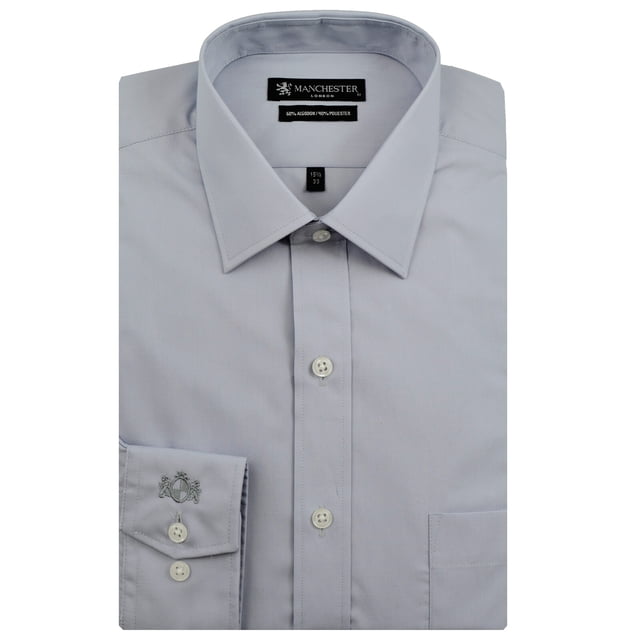 Manchester Camisa de Vestir Regular Fit Gris, 16" Cuello 35" Manga Manchester 5000U