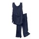thumbnail image 1 of Conjunto de pantalones y tops de camisa sin mangas con cuello redondo liso para mujer Wmkox8yi  bvn3739, 1 of 8