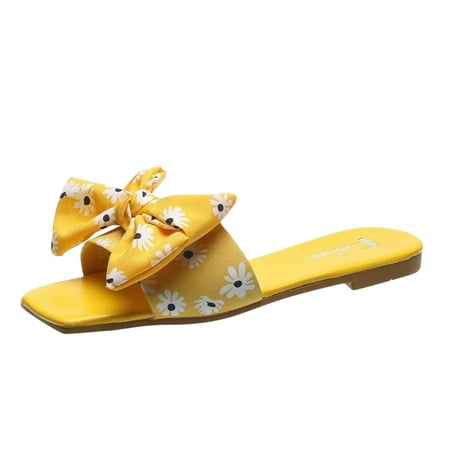 

knqrhpse slippers for women Summer Fashion Bowknot Open Toe Breathable Comfortable Flat Flip Flop womens slippers house slippers for women