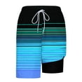thumbnail image 5 of Nuoqisi Men's Swim Trunks with Compression Liner Loose Fitted Drawstring Stretch Elastic Waist Stripe Bathing Suit Beach Swimsuits, 5 of 6