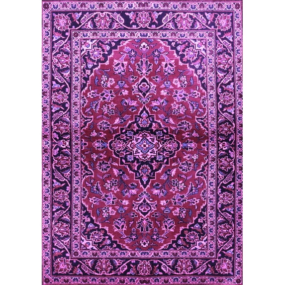 Ahgly Company Indoor Rectangle Medallion Purple Traditional Area Rugs, 5' x 8'