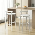 thumbnail image 2 of Gymax Bar Height Stools Set of 2 Bar Chair w/ Acacia Wood Frame Supporting Legs White, 2 of 8