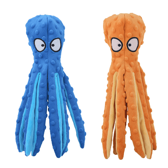 Prichor 2-Pack Octopus Dog Squeaky Toys – Stuffing-Free Crinkle Plush Chew Toys for Puppy Teething – Durable Interactive Training Toys for Small Medium Large Dogs