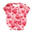 thumbnail image 2 of Fiudx Ofertas Flash Del Día Solo En Línea Moda Mujer San Valentín Casual Manga Corta Cuello Redondo Impreso Señoras Tops Blusa, 2 of 4