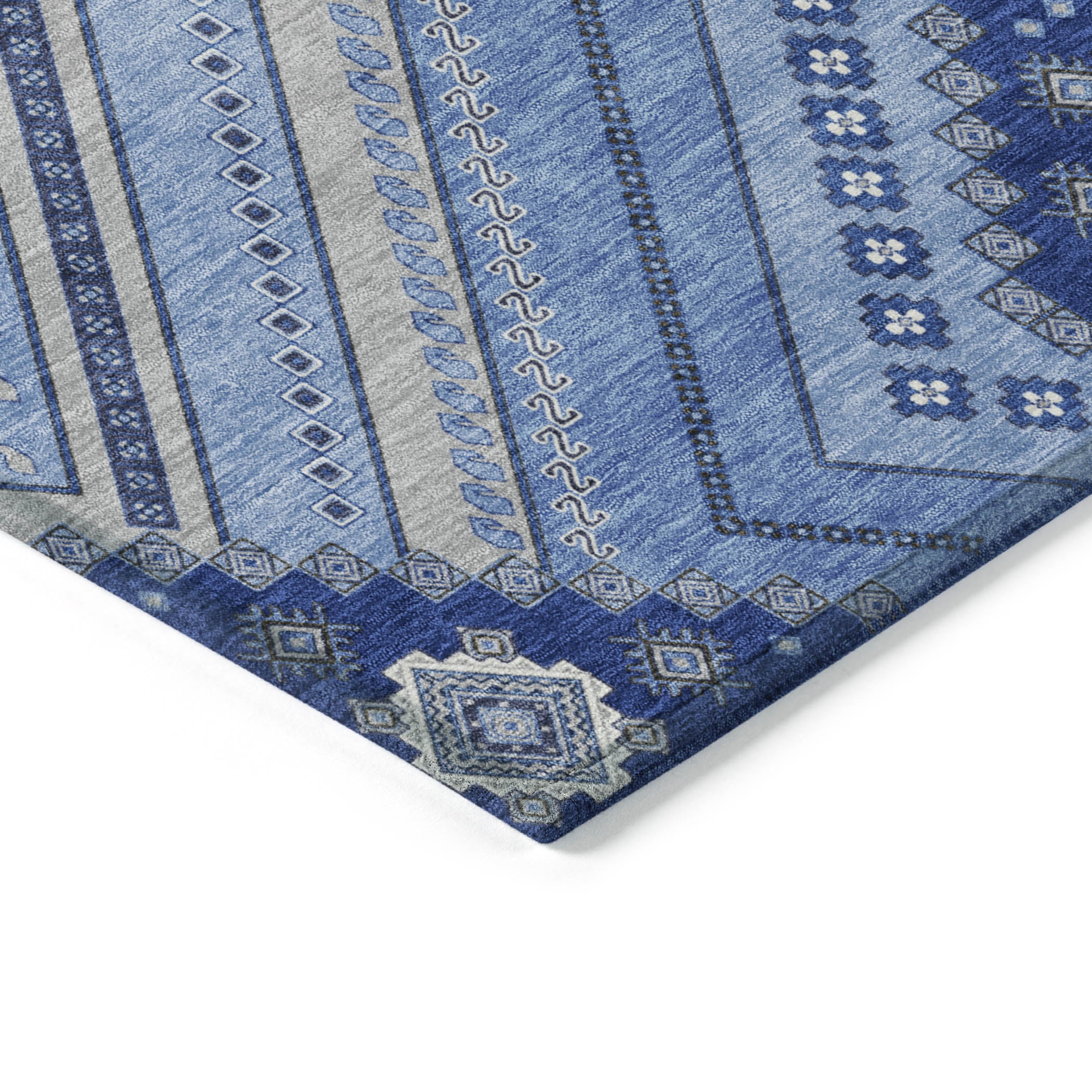 Addison Rugs Chantille Indoor/Outdoor Transitional Geometric, Abstract Blue Washable Rectangle Rug, 1'8" x 2'6"