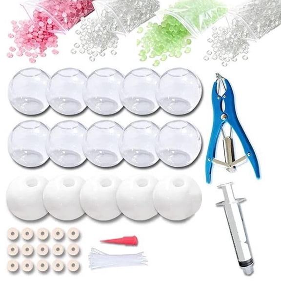 DIY Stress Ball Making Kit with Multi-Color Fillers, Empty TPR Ball Skins with Beads Fillers & Expander Tool, ASMR Squishies Maker Kit for Adults, Complete Anxiety Relief Craft Set