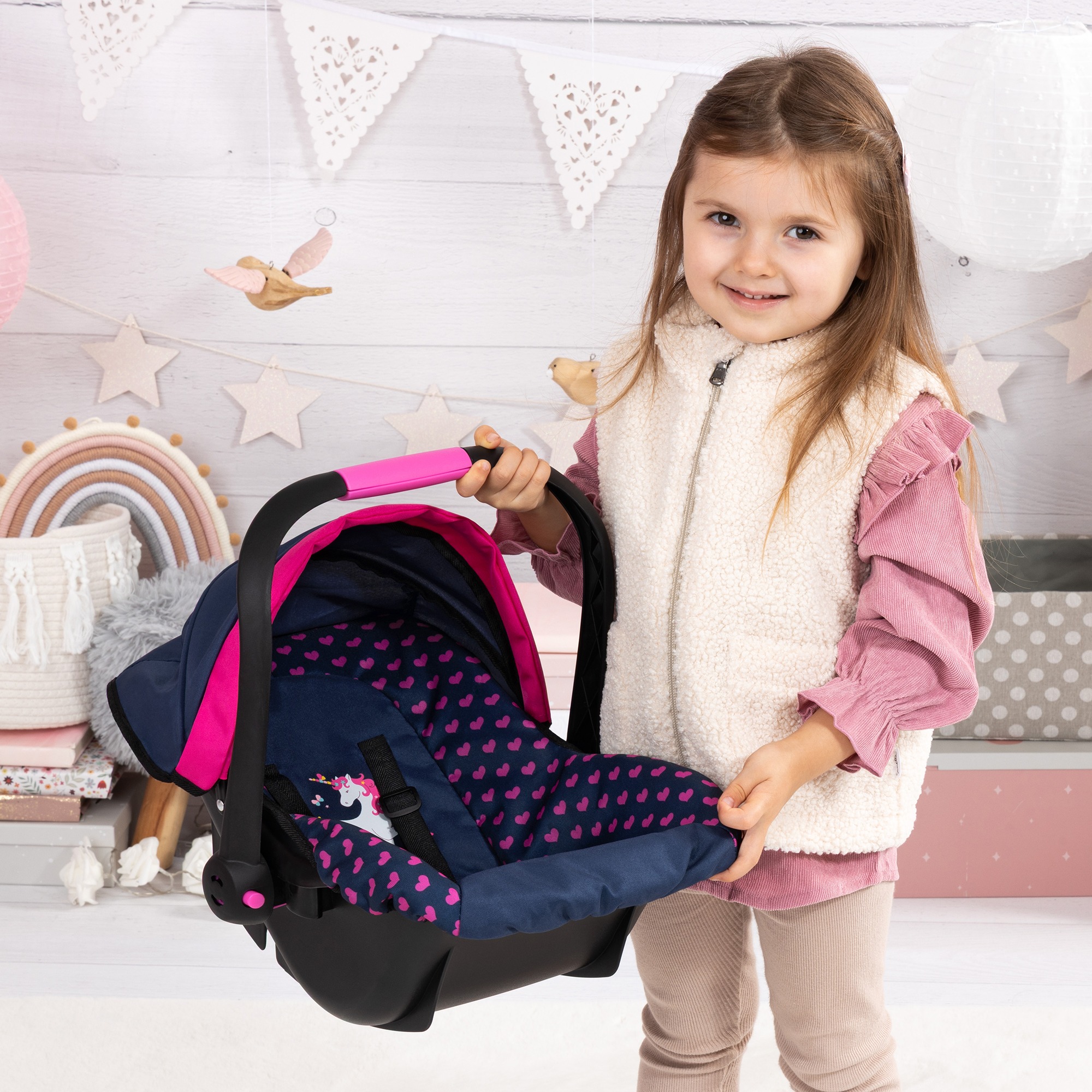 Bayer Design Baby Doll Car Seat with Canopy, Blue & Pink photo 2