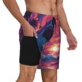 thumbnail image 2 of Daiia Hawaiian Island Beach Shark Mens Swim Trunks Swim Shorts Quick Dry Swim Shorts with Mesh Lining Pockets-Medium, 2 of 9