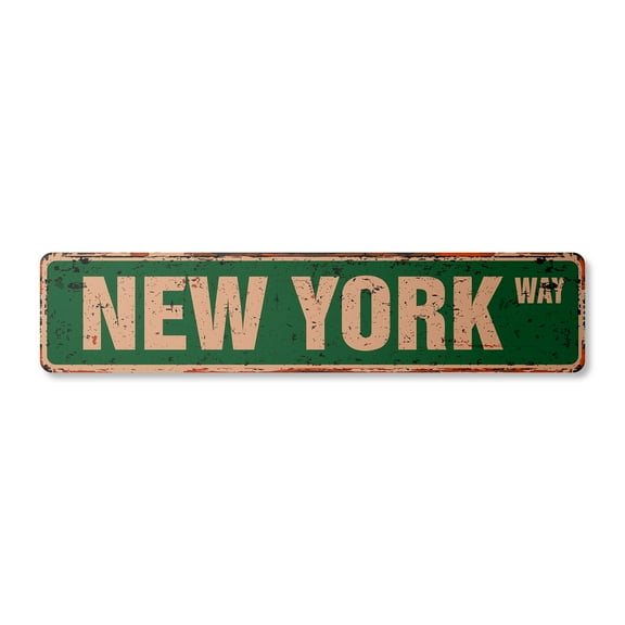 NEW YORK Vintage Plastic Street Sign NYC city Manhatten Broadway Times | Indoor/Outdoor |  30" Wide