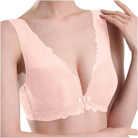 fheaev Front Closure Bras For Women No Underwire Front Snap Bras Post Surgery Front Closure Brassiere Sports Bra Wireless Minimizer Bra Everyday Bar