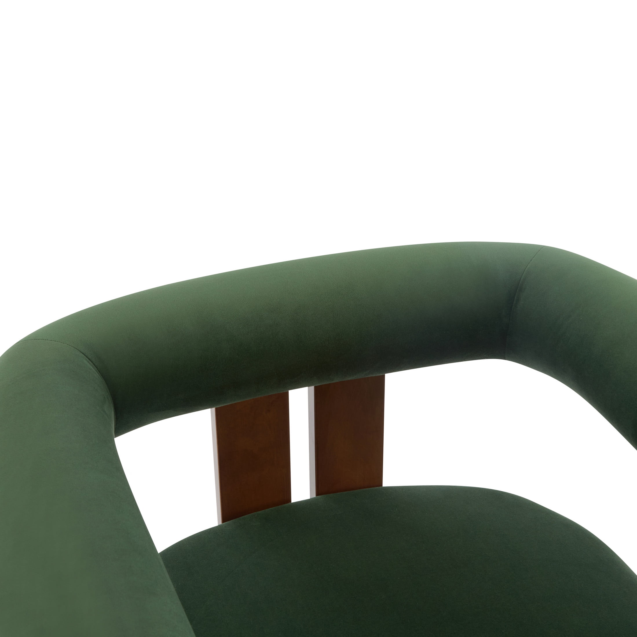 Ralis Modern Upholstered Velvet Accent Arm Chair, Wood, Green + Walnut