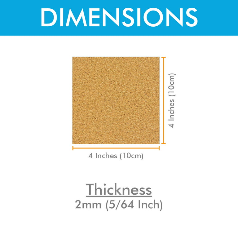 Self-Adhesive Cork Squares 4x4 Inches Cork Backing Sheets Cork Tiles  Coasters US