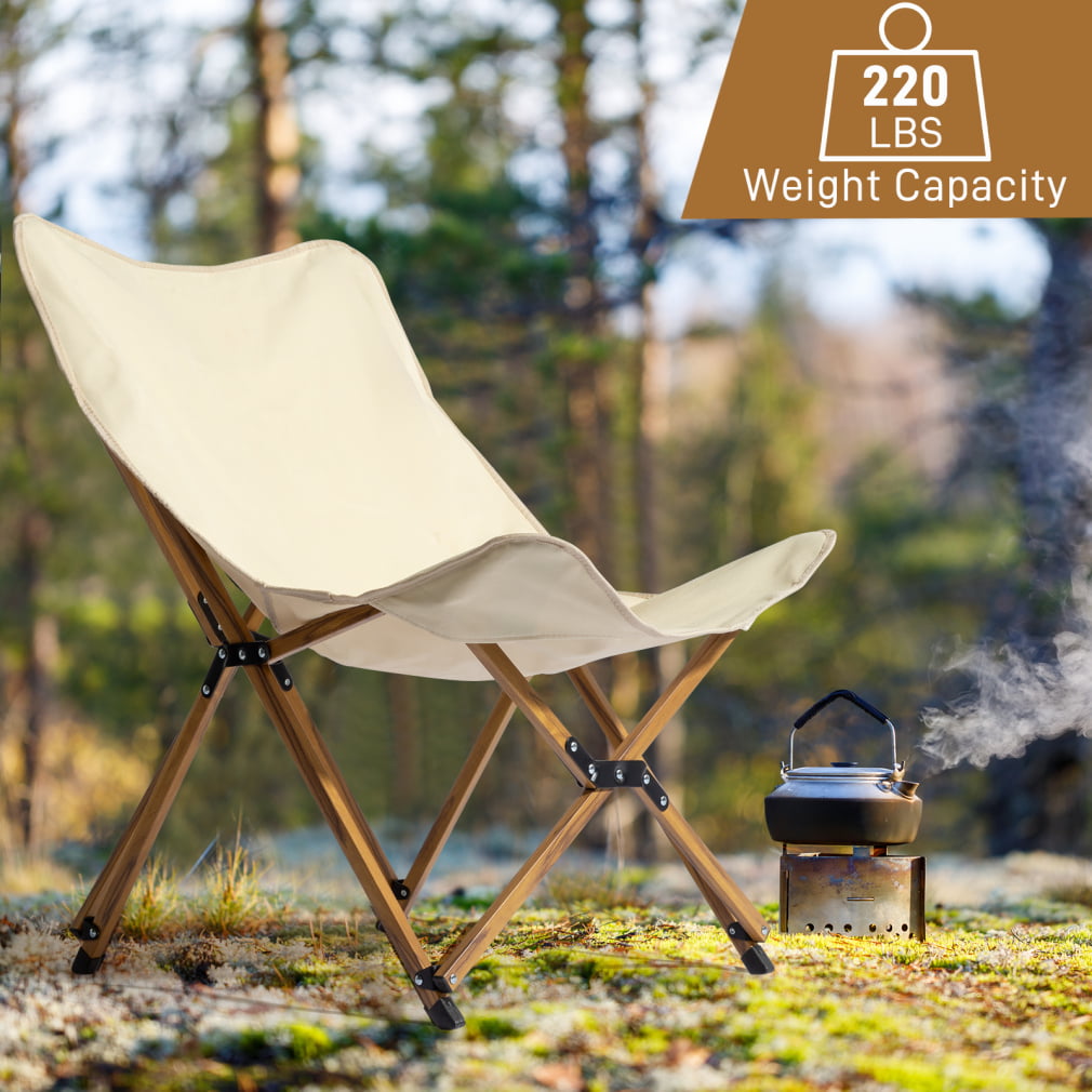 Foldable Camping Wood Chair: Backpack Canvas Beach And