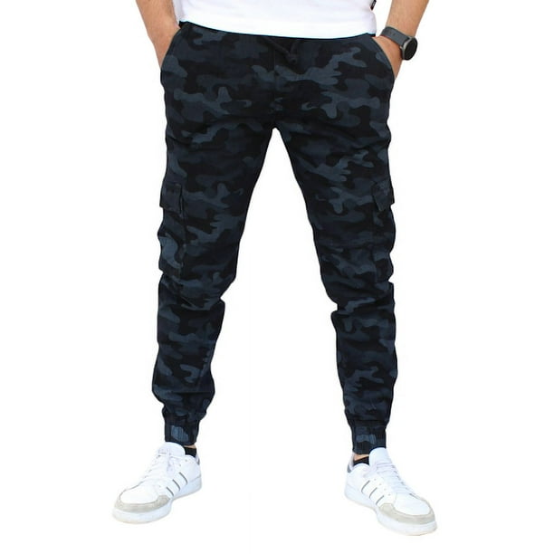 Jogger cargo de gabardina stretch John Silver Corte skinny y estampado de camuflaje negro