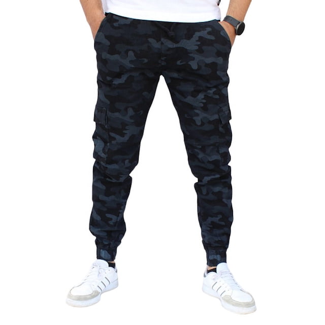 Jogger cargo de gabardina stretch John Silver Corte skinny y estampado de camuflaje negro