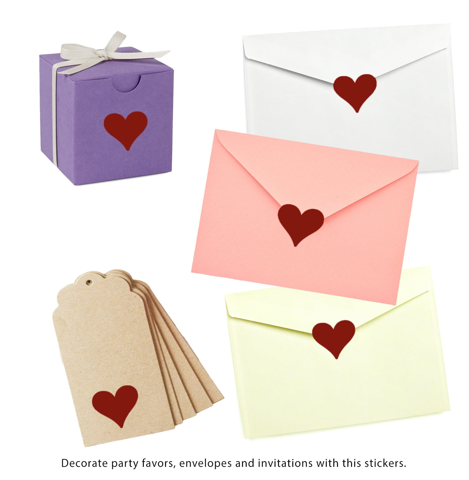 Red Heart Stickers Envelopes Seal 4.5 x 6 for Valentine's Day – Royal  Green Market