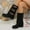Black, variant on Wide Calf Fold over Knee High Boots for Women:Fashion Slouch Chunky Platform Booties Square Toe Platform Riding Boot Footwear Shoes Black 7(39)
