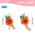 thumbnail image 2 of Rose Corsage and Boutonnieres Set for Groom Bride Groomsmen Wedding Dark Orange, 2 of 7