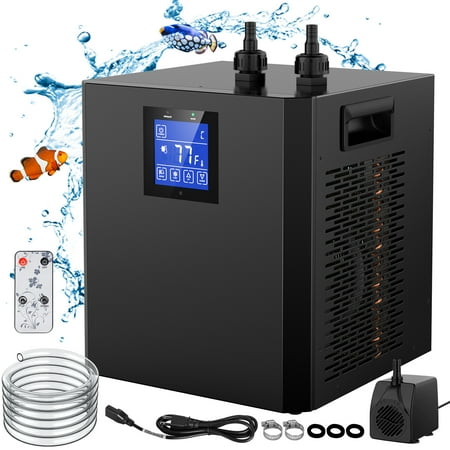 QAUSOU Water Chiller for Aquarium, Hydroponics, Bathtub – 1/3 HP, Fast Cooling, 79 Gallons, Titanium Evaporator – Fittings Included