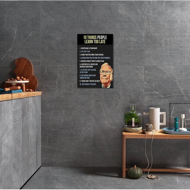 Warren Buffett Poster motivazionale 9 su tela, decorazione da