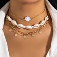 thumbnail image 3 of NICKSUN Boho Beach Layered Necklace, Seashell Starfish Imitation Pearl Stackable Multi Strand Choker Necklace, Vintage Ocean Vacation Women Neck Jewelry, 3 of 9