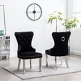 thumbnail image 5 of Black Velvet Chairs with Decorative Back Ring / Distinctive Seating for Decor, 5 of 7
