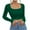 Green, variant on Oalirro Women's Square Neck Long Sleeve Crop Top Slim Fitted Shirt Casual Base Layer Soft Shirt Going Out Tops