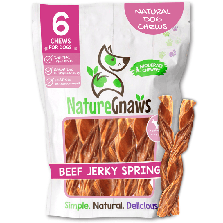 Nature Gnaws Beef Jerky Springs Dog Chews, 6 Count photo 1