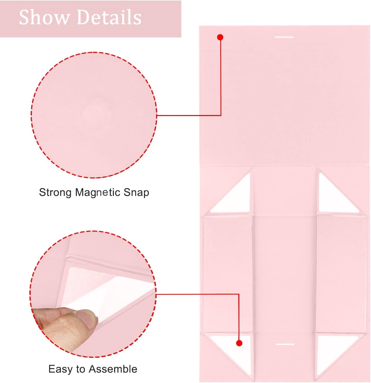 Gift Box with Lid for Presents 10.5x7.5x3.1 Inches with Ribbon and Magnetic Closure(1-Pack) (Pink)