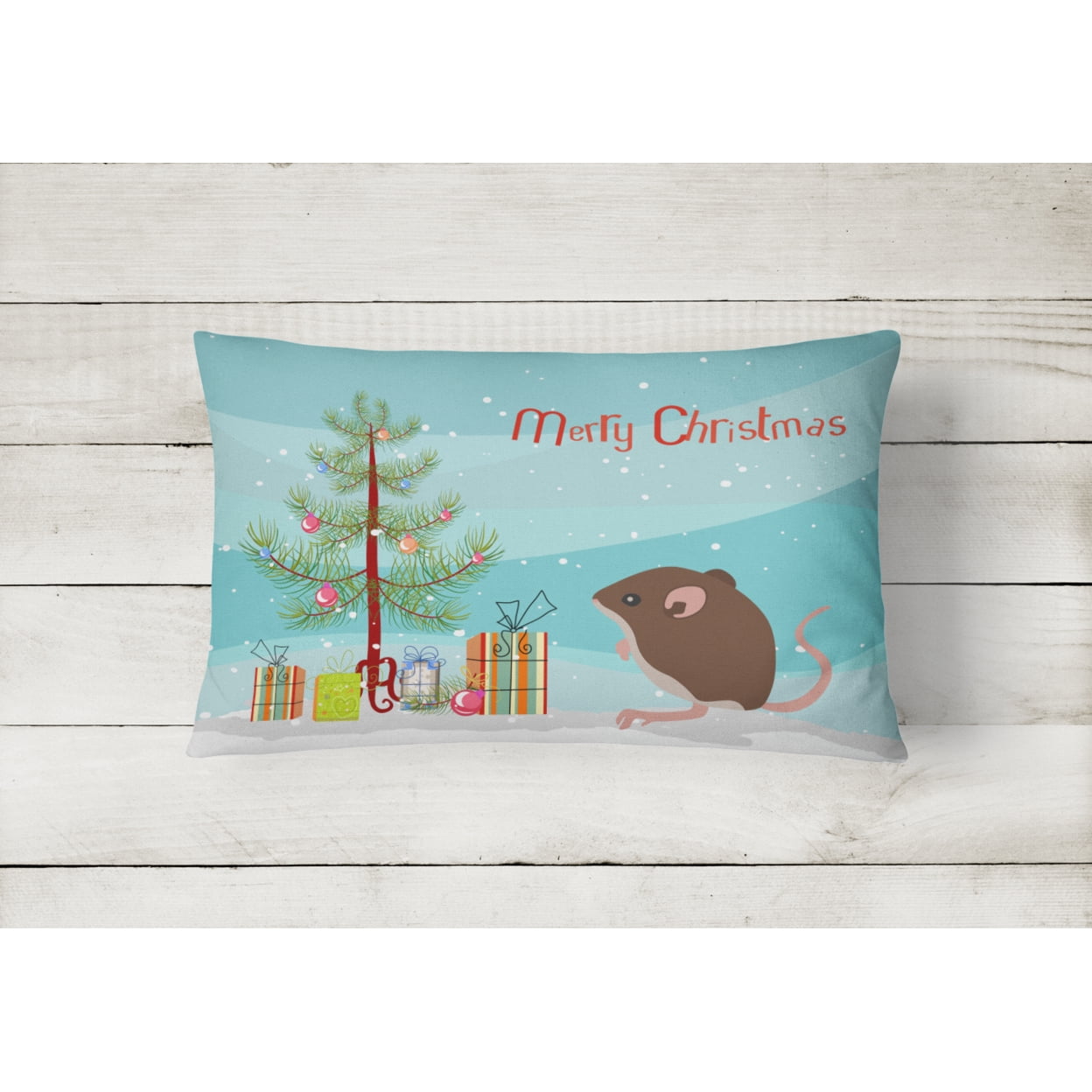 Carolines Treasures CK4460PW1216 Baby Mouse Merry Christmas Canvas Fabric Decorative Pillow, 12H x16W, multicolor