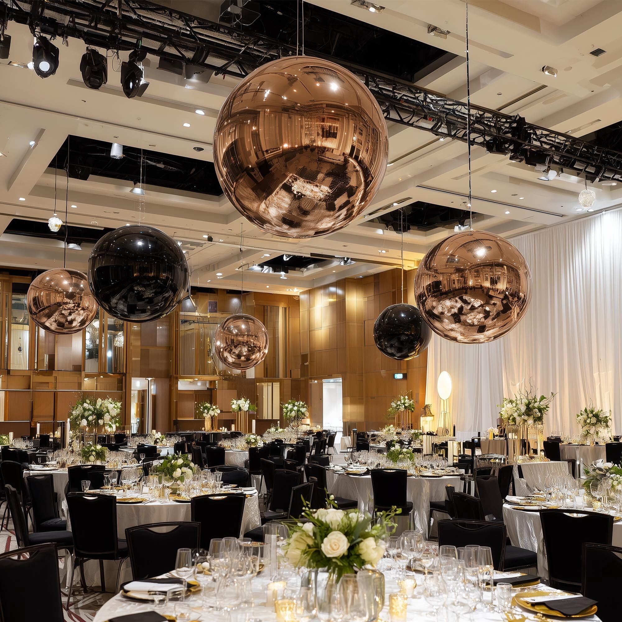 Yescom 20" Big Shiny Inflatable Mirror Ball Giant Reusable PVC Balloon for Large Disco Party Wedding Event Stage Decoration Black