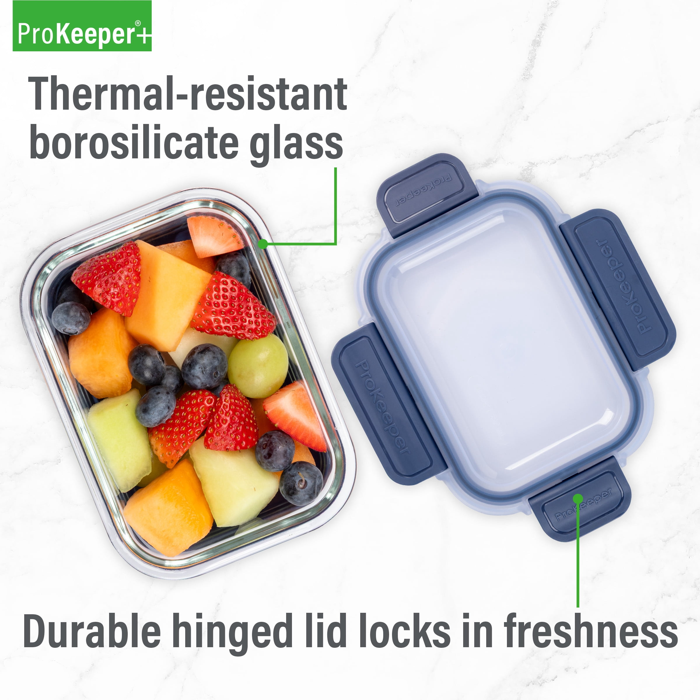 (2 pack) Prokeeper+ 1.6 Cup Glass Food Storage Container with Silicone Base, Designed to Help with Pantry Storage and Everyday Organization