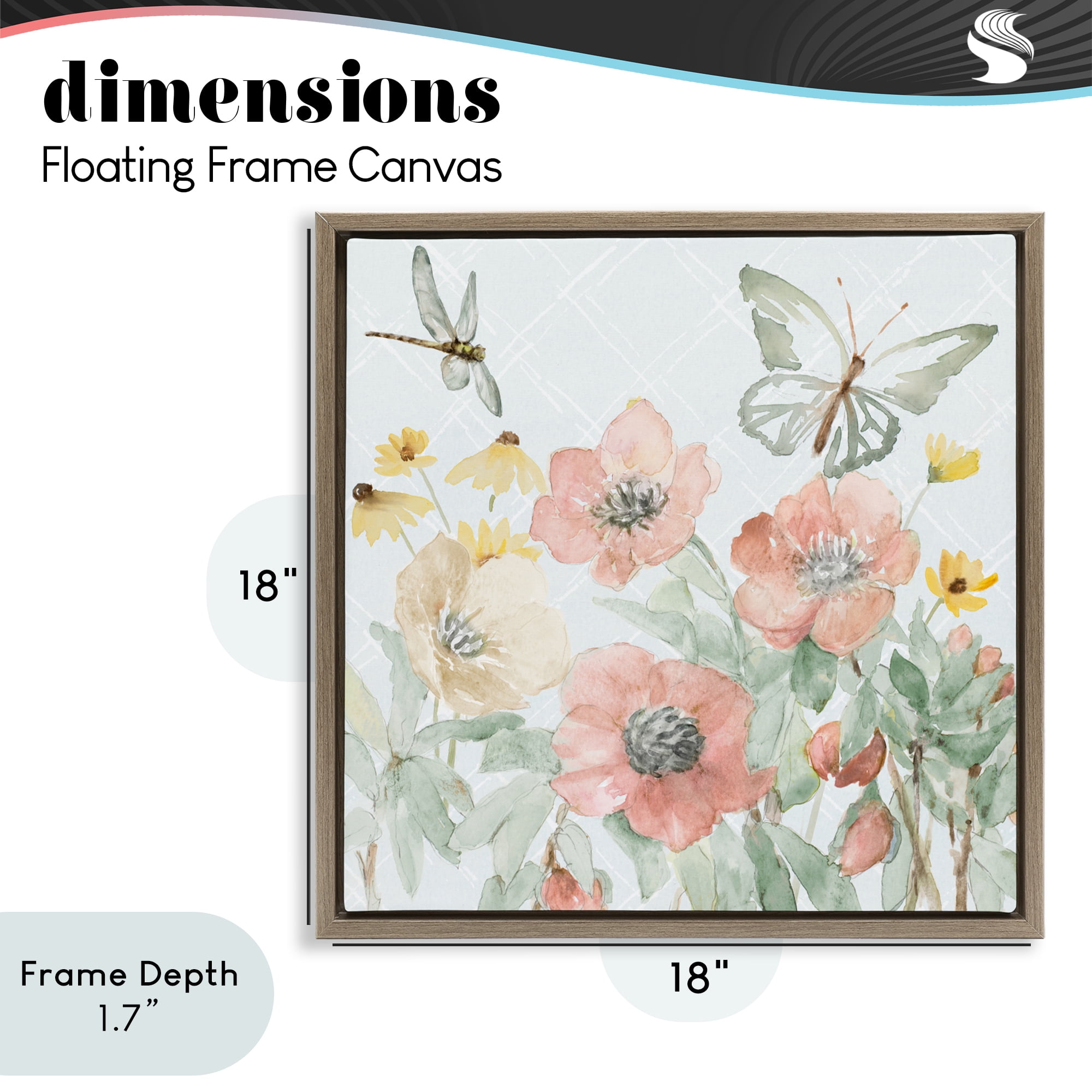 Stupell Industries Garden Joy Butterflies Brown Framed Floater Canvas Wall Art, design by Lanie Loreth