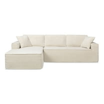 Jennifer Taylor Home Brenley 110.5" LAF Sofa-in-a-Box Sectional Sofa, Porcelain Light Beige Chenille