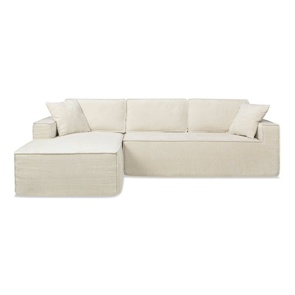 Brenley 110.5" RAF Sofa-in-a-Box Sectional Sofa, Porcelain Light Beige Chenille
