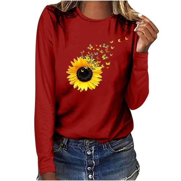 Cilsoka Oversized Tshirts for Women Vintage Womens Floral Tops Fall Winter Crop Tops for Women Plus Size V Neck Tops for Women My Orders past Orders